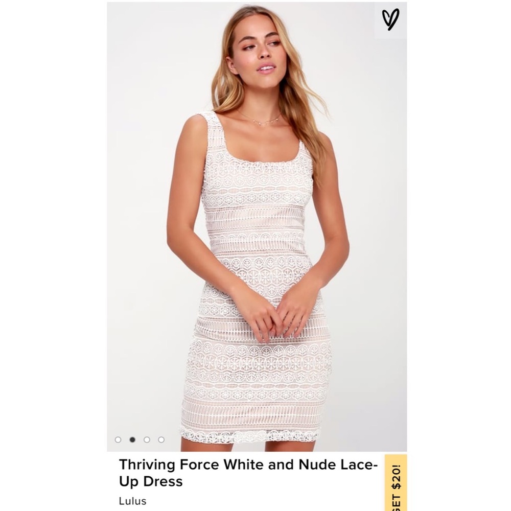 Lulus Thriving force white and nude lace dress